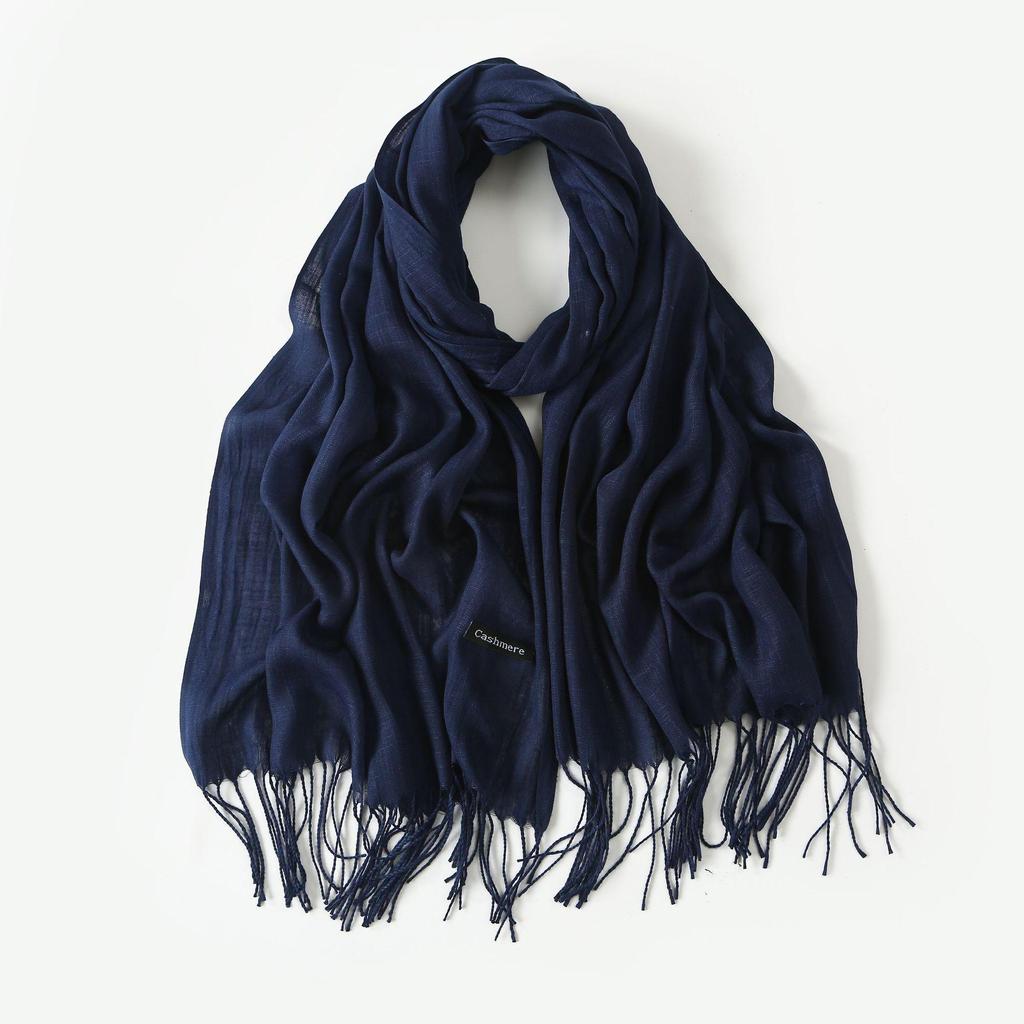 Trendy Niche Silk Scarf: Bamboo Yarn Tassel Shawl for Women