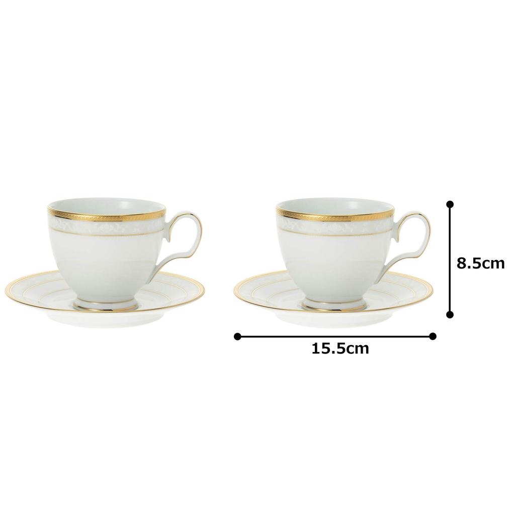 Noritake Cup Saucer 250cc Hampshire Gold Fine Porcelain & (Pair Set) (Coffee/Tea) (P91988/4335)