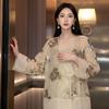 Spring Chinese Style Temperament Thin Lace-up Heavy Industry Original Beaded Embroidered Jacket Suspender Skirt Set ZX Model P1111