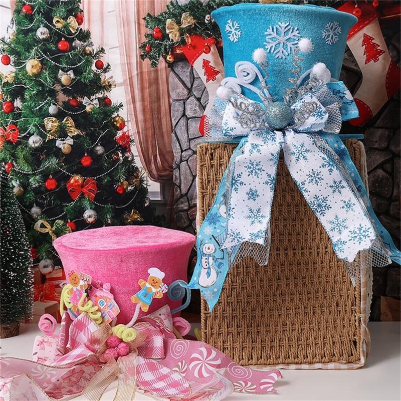 Folding Christmas Tree Top With Big Bowknot Embellishments for Indoor and Outdoor Winter Holiday Party Centerpieces