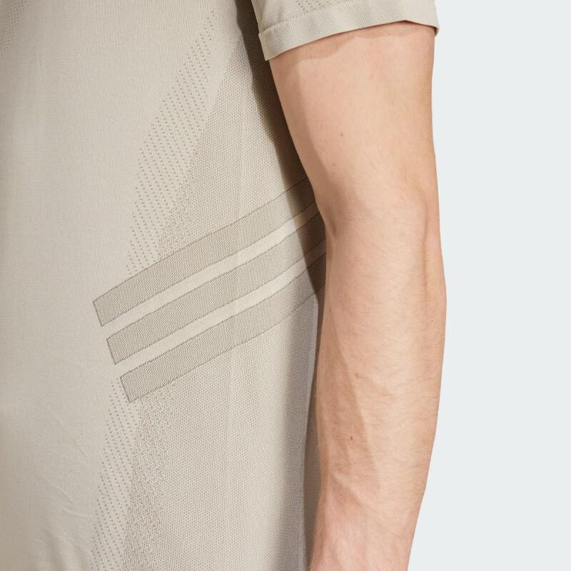 Adidas SS25 Casual Comfortable Soft Versatile Striped Breathable Short Sleeve T-Shirt Men Tops Khaki JN0569