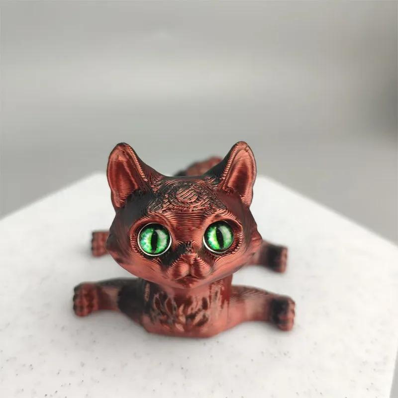 1PC 3D Printing Multi-joint Movable Muppet Cat Figures Model Cat Ornaments Home Desk Decoration for Kids Girls Gift