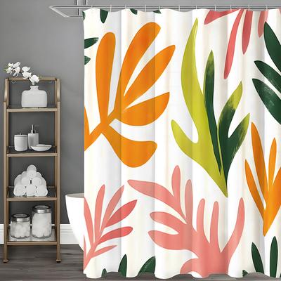 Colorful Leaf Shower Curtain, Bathroom Decorative Shower Curtain, Waterproof Shower Curtain with Hooks