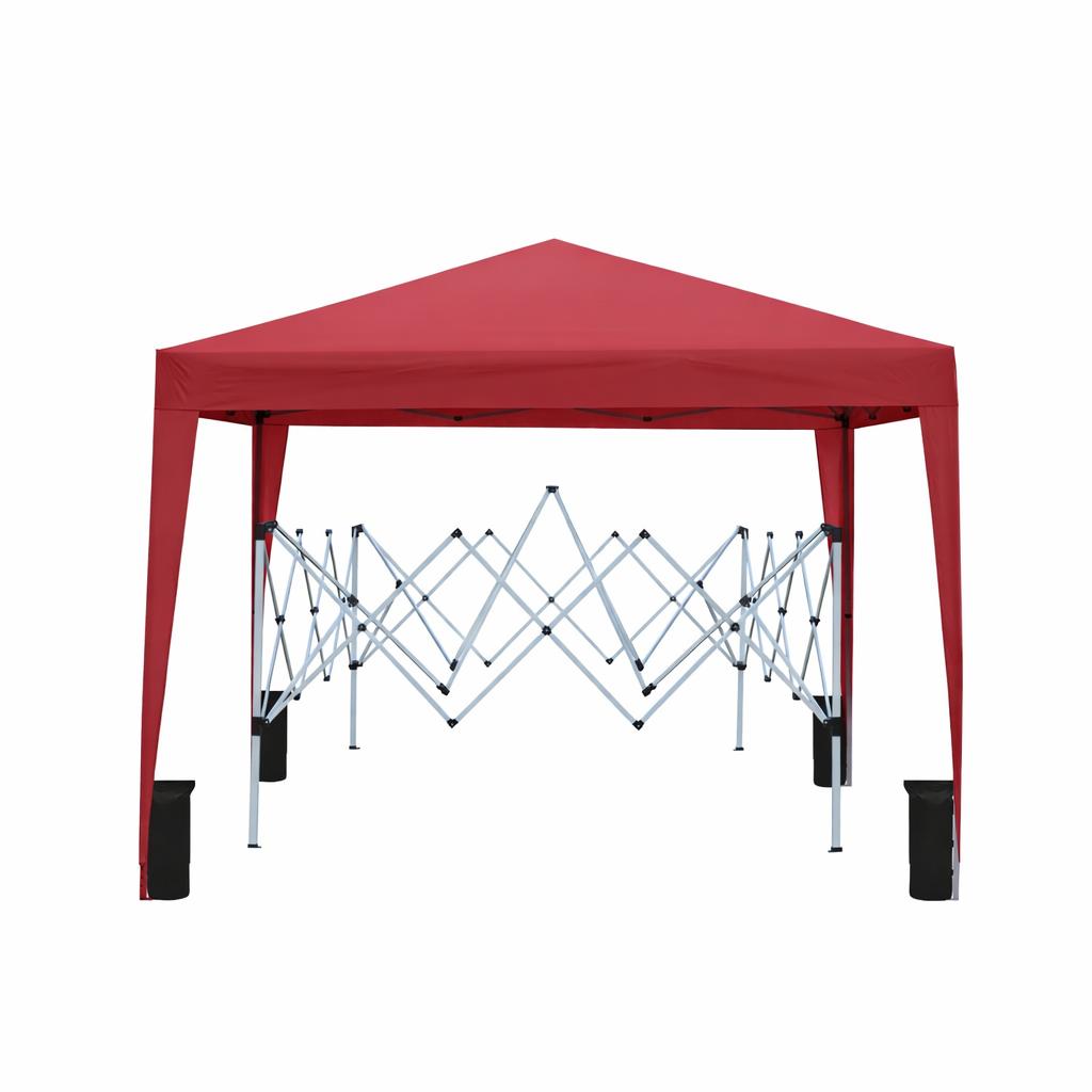 Folding Gazebo 3 x 3 m, waterproof, winter-proof, with 4 side walls, 4 sand bags, UV protection 50+, garden, party, camping, steel frame (Burgundy)