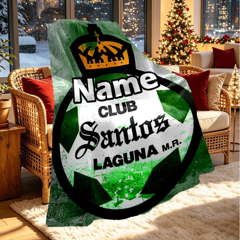 Custom Name Personalized Club Santos Laguna Print Blanket, Home Decor, Bedroom, Sofa, Camping, Couch, Gifts for Birthday ChristmasEnthusiasts