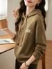 Thickened Sweatshirt Women's Solid Color Hooded Pullover Top
