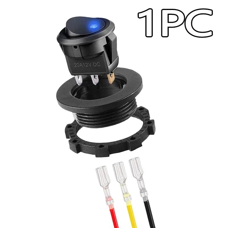 

1/2pcs 20mm Round Rocker Button Switch Housing Blue Red Light-up Modification Strap Car Interior Switch Accessories