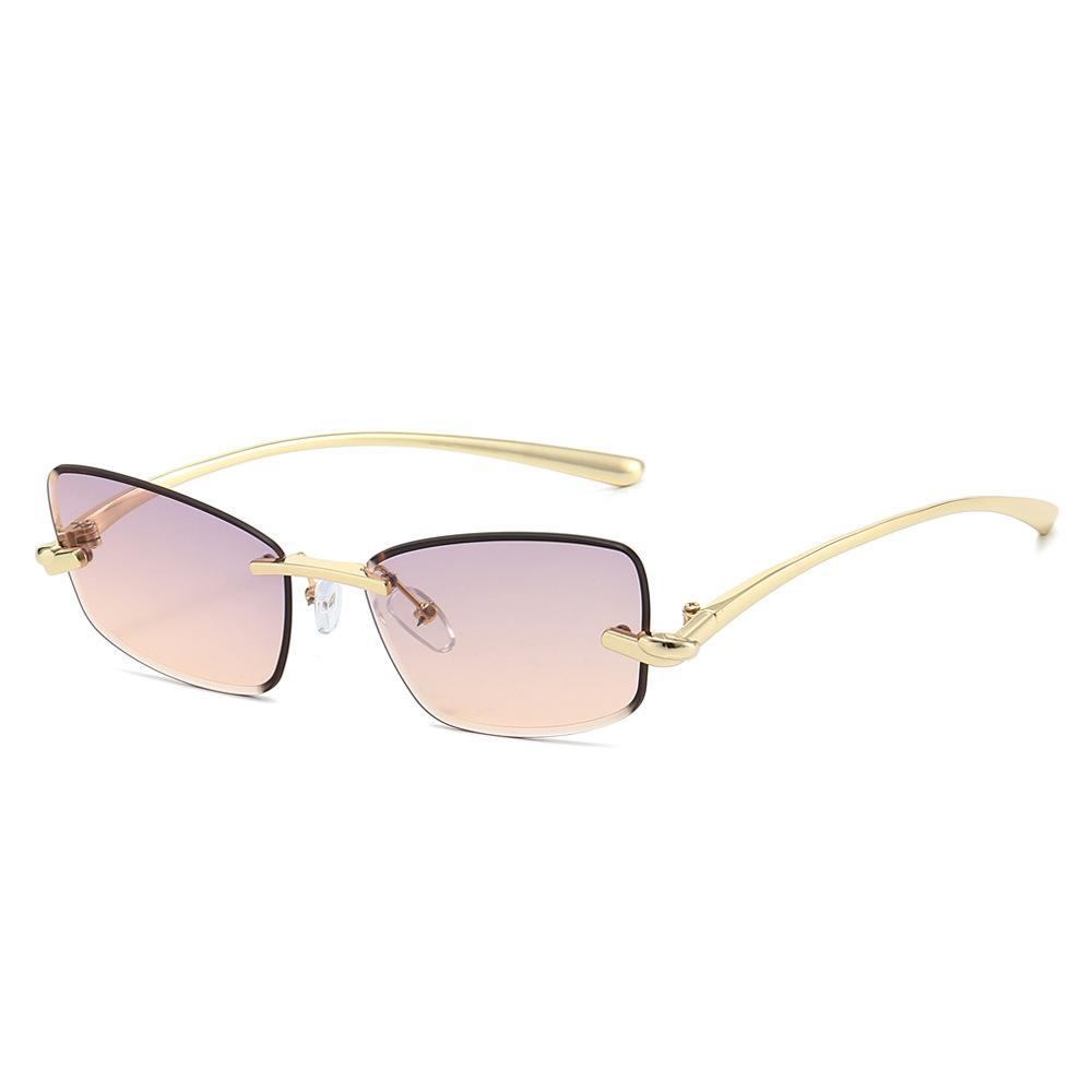 Rimless Cat Eye Sunglasses Women Fashion Trendy Eyewear