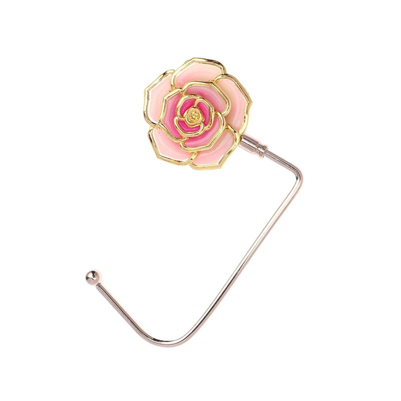 Elegant Gradient Rose Bag Purse Hook Portable Handbag Hanger Fashion Foldable Table Hook Organizer Desk Side Hooks