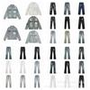 Herren Damen Unisex Abgewetzte Patchwork Straight Fit Jeans mit ausgestelltem Bein Vintage Waschung