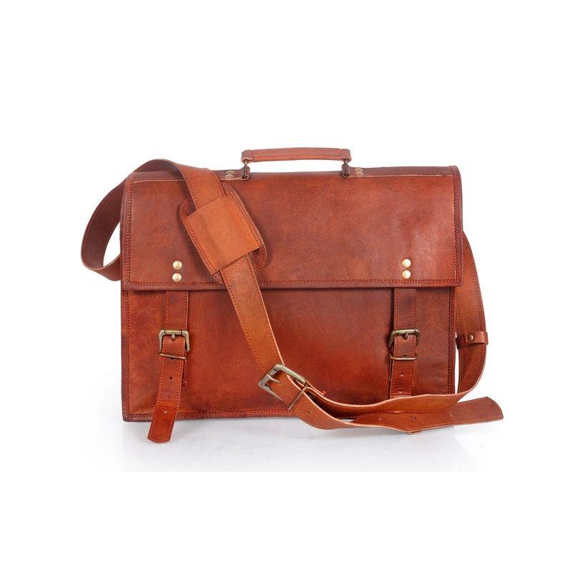 

Сумка-мессенджер из козьей кожи для мужчин и женщин – Винтажная сумка ручной работы для офиса, работы, путешествий 16 x 12 x 5 in