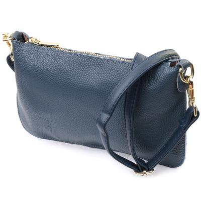 Trendy Women's Clutch Bag with Two Straps Made of Genuine Leather Vintage 22646 Blue