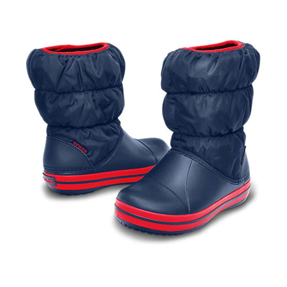 Crocs Winter Puff 14cm Boots, Kids', Navy/Red,