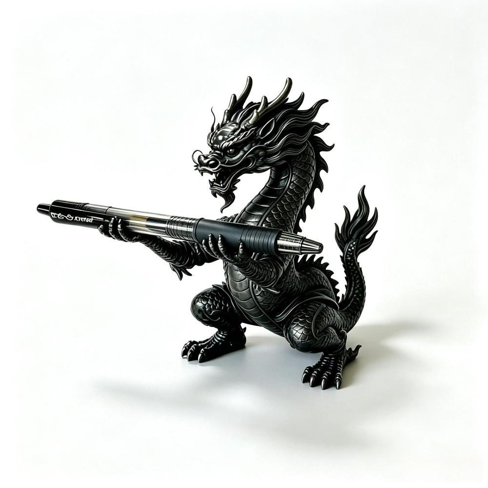Oriental Myth Dragon Shaped Pen Holder 3D Printed Fantasy Dragon Desk Ornament Home Office Desk