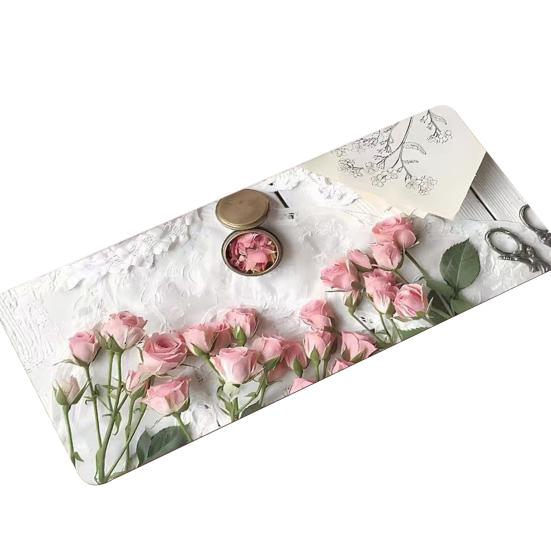 Mouse Non-Slip Pattern Printed with Floral Pad Large Desk Mat Diatom Mud