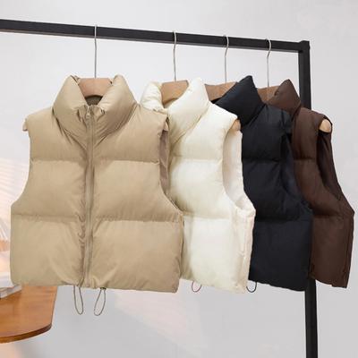 Winter Frauen Weste Mantel Verdickt Padded Zipper Verschluss Stand-up Kragen Ärmellose Weste Solide