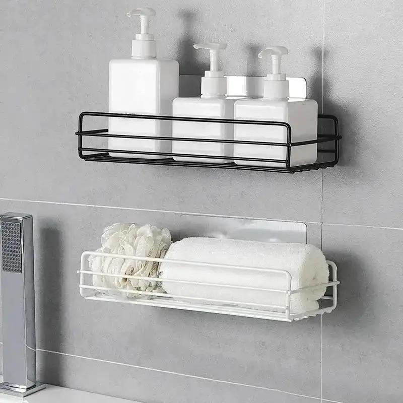 Wrought Iron Bathroom Shelf Toilet Free Punching Washing Hanging Basket Wall Storage Rack