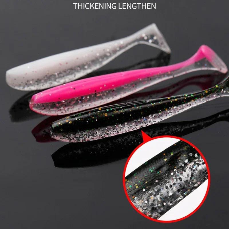 10/20pcs Micro Soft Fishing Lures T-tail Worm Lure big Silicone Artificial Bait Jig Wobblers 65mm for Bass Pike Fishing Tackle260319
