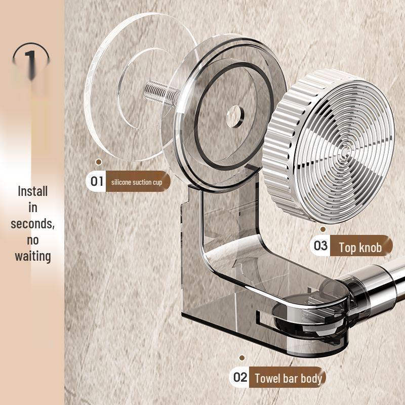 Suction Cup Rotatable Towel Rack: No-Drill, Retractable, Movable Bathroom Storage