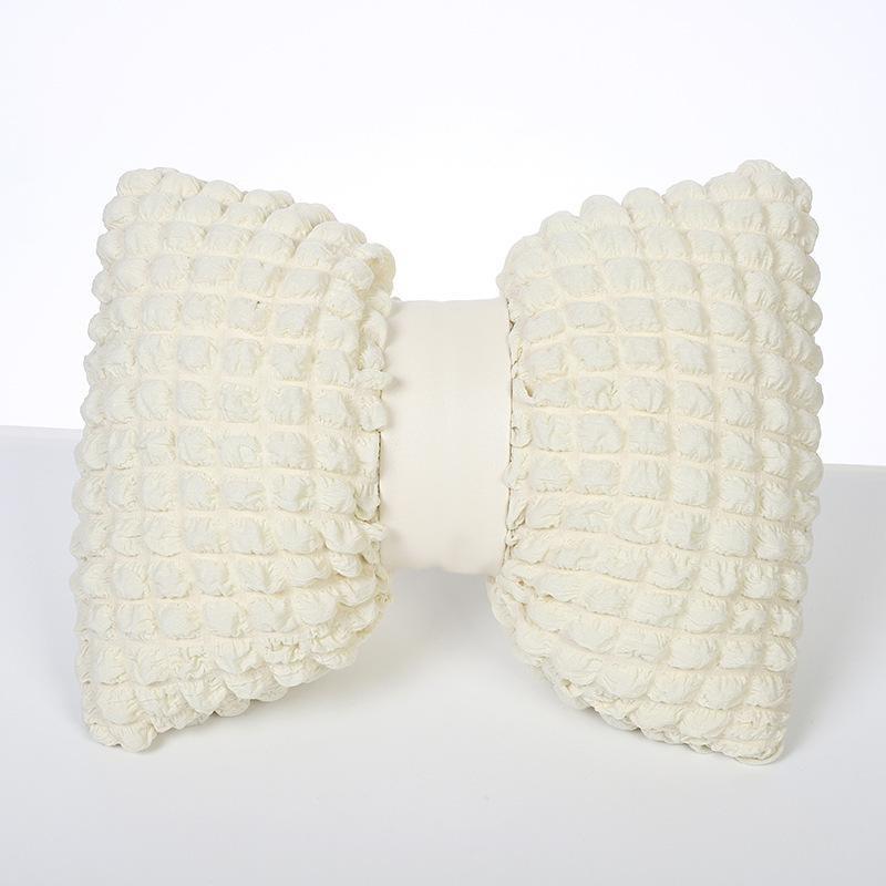 Bubble Velvet Bowknot Car Headrest Fashion Style Waist Cushion Automotive Interior Four Season Universal PP Cotton Pillow Removable and Washable