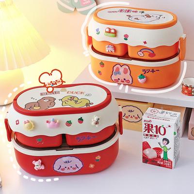 Tragbare Kawaii Lunch Box Für Mädchen Schule Kinder Kunststoff Picknick Bento Box Mikrowelle Lebensmittel Box Mit Fächern Lagerung Container
