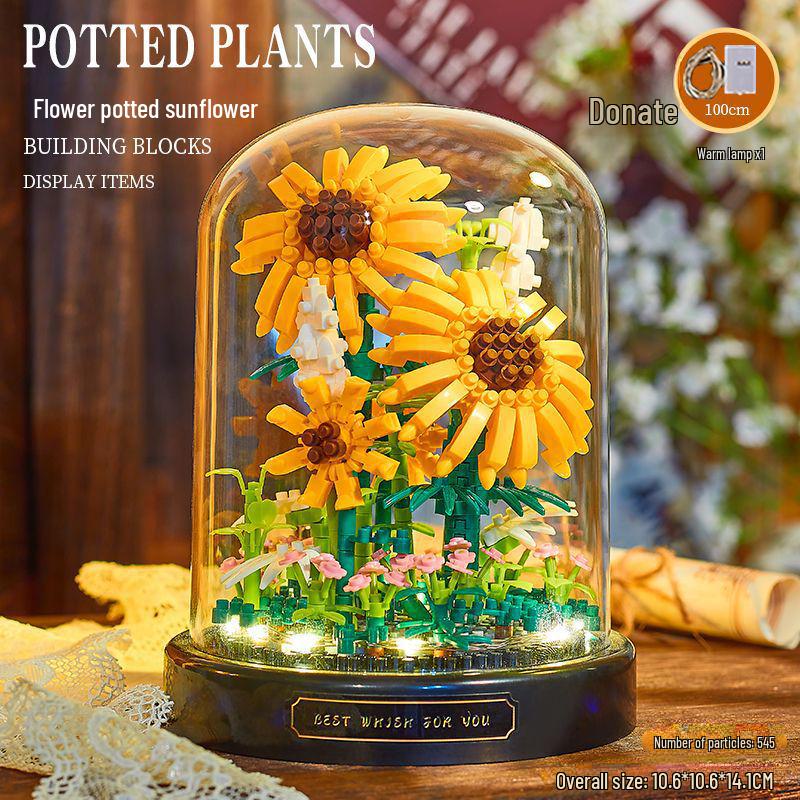 Belledi Eternal Flower Building Blocks: Handmade Educational Toy Bouquet for Valentine's Day Gift