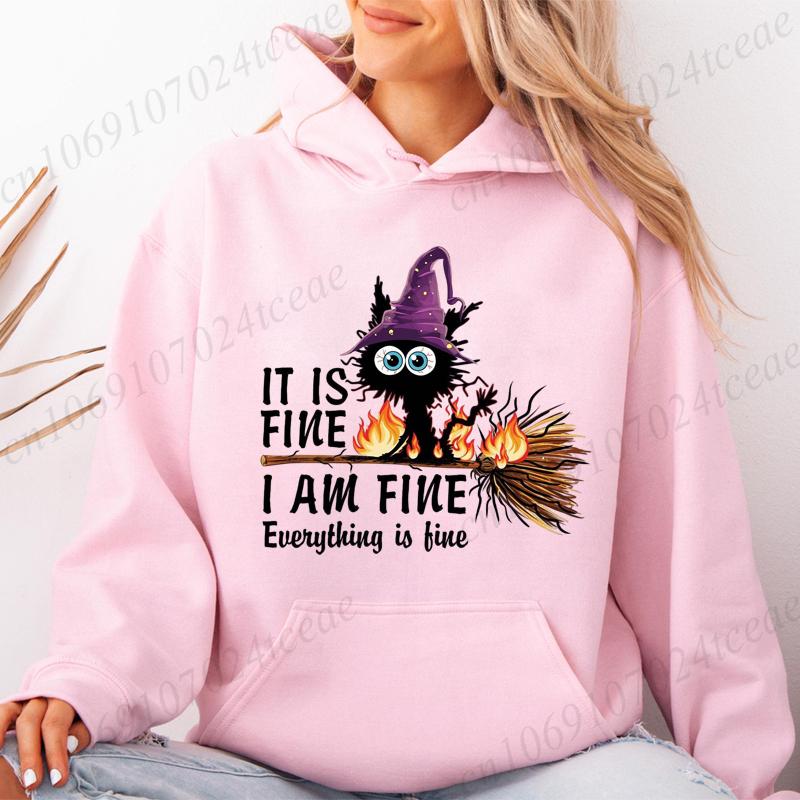 

Харадзюку Новая Мода Толстовка Хэллоуин Саркастичный Кот Женские Хип-хоп Толстовки Свободная Повседневная Спортивная Толстовка Уличная Одежда XL