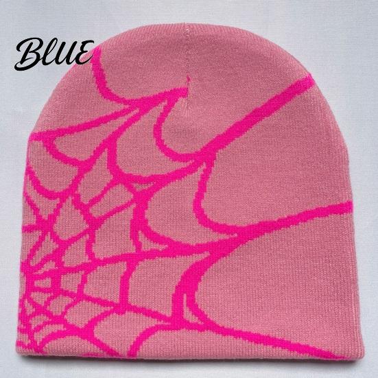 Halloween Party Cap Jacquard High Print Knitted Spider Web Winter Hat Unisex Beanie Elasticity Anti-shrink