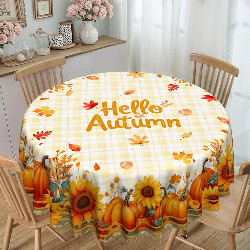 Hello Autumn! Sunflower Pumpkin Tablecloth To Create A Warm Autumn Table Tablecloth Rectangular And Round