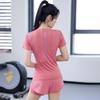 Women's Summer Yoga Wear: Stretchy Two-Piece Short Sleeve & Shorts Fitness Set