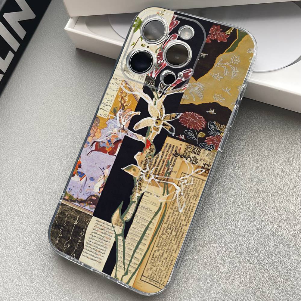 China Chic Mosaic Graffiti Green Rattan Phone Case For iPhone 17 15 14 13 11 12 16 Pro Max Plus Mini Transparent Silicone Soft