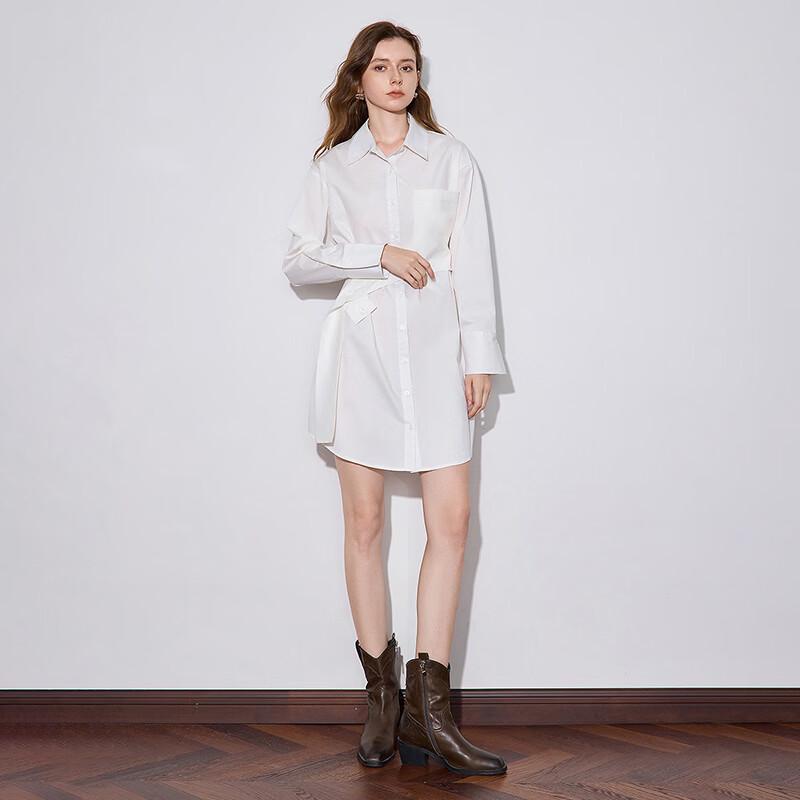 Chuyu Designer Striped Polo Collar Shirt Dress