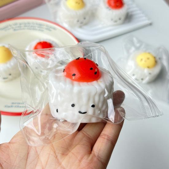 Yousheng Yolk Rice Ball Squeeze Toy, Smiling Cartoon Rice Ball Dumpling Stress Relief Toy, Slow Rebound Fake Food Sensory