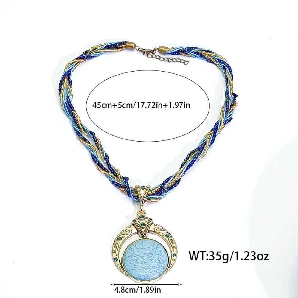 Vintage Bohemian Necklace Alloy Round Pendant Necklace New Pendant Necklace