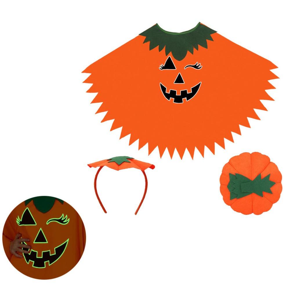 Witch Costume Noctilucent Pumpkin Cloak With Headband Party Masquerade Cloth  Adult Costume