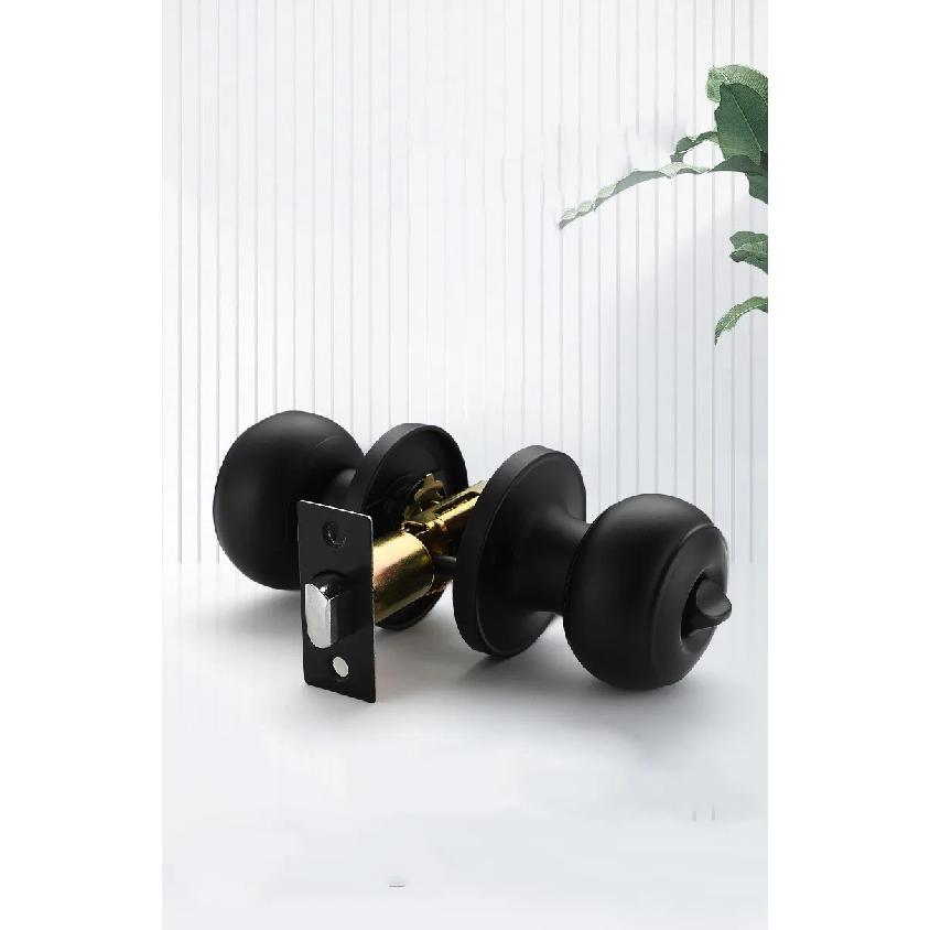 Stainless Steel Spherical Handle Lock Entrance Passage Keyless Door Lock Black Bathroom Door Lock Indoor Hardware Lockset