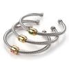 18K Gold Non-Fading Zircon Inlaid Titanium Steel Twist Open Bracelet
