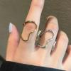 Personality Fashion Stainless Steel Irregularity Line Couple Rings for Women Men Temperament Opening Adjustable Finger Jewelry