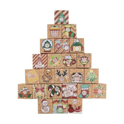 24 Stück Weihnachten Adventskalender Süßigkeitenbox Weihnachtsmann Countdown Kraftpapier Geschenk 24 Ziffern Verpackung