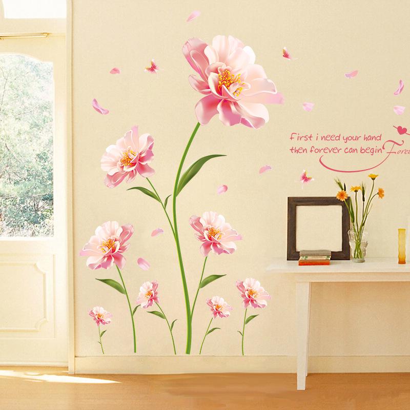 XL8188 Romantic Floral Wall Sticker for Bedroom & Living Room Décor