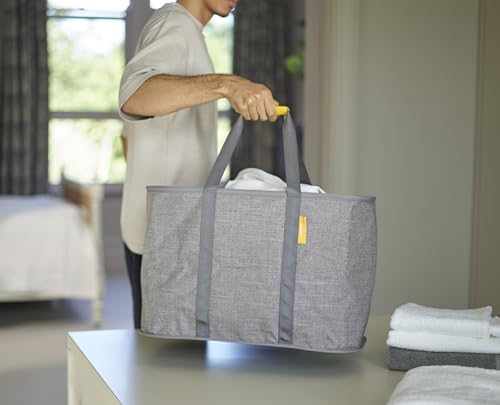 Joseph Joseph Hold-All Max Foldable 55L Laundry Basket Bag, Durable Fabric, Moisture-Resistant, Gray [Authentic] 50039