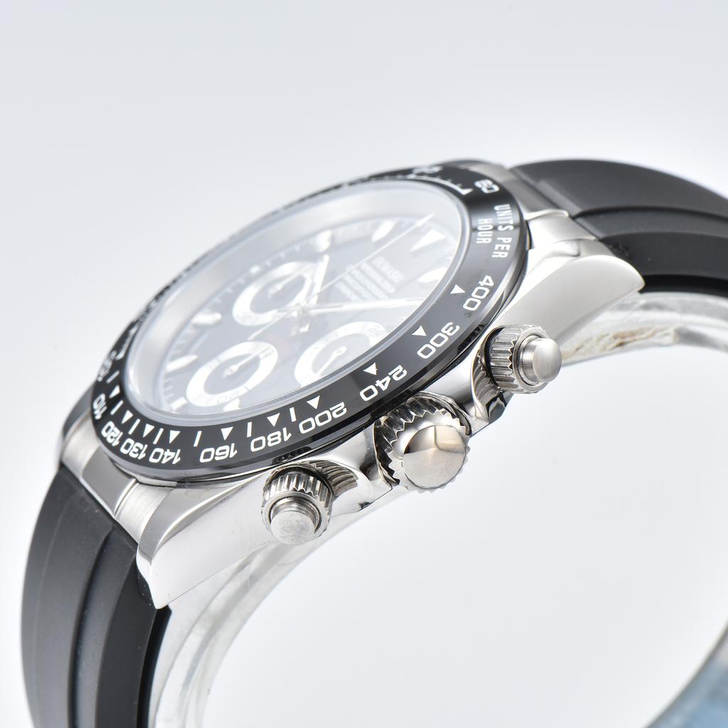 40mm Neue Herren Quarzuhren Saphir Luxus Chronograph Edelstahl Wasserdicht Herrenuhr Vk63 Uhrwerk 03