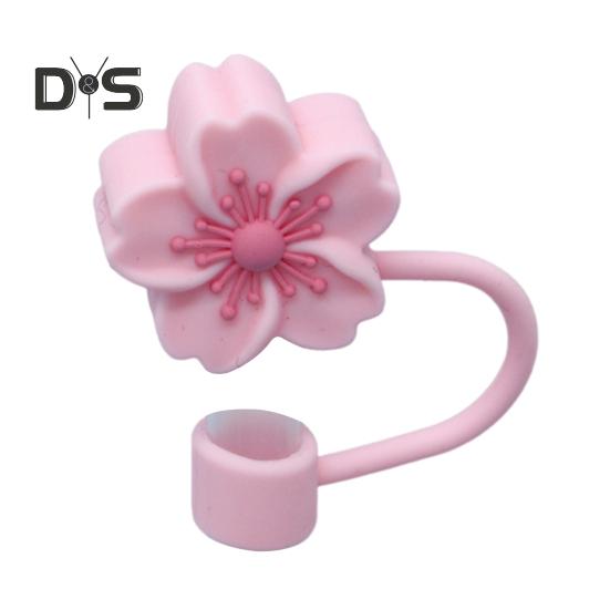 Silicone Flower Straw Cap 10mm Diameter Cute Straw Topper Dust-Proof Drinking Straw Covers Cap Reusable Straw Tips Lids Gift for Party Decor
