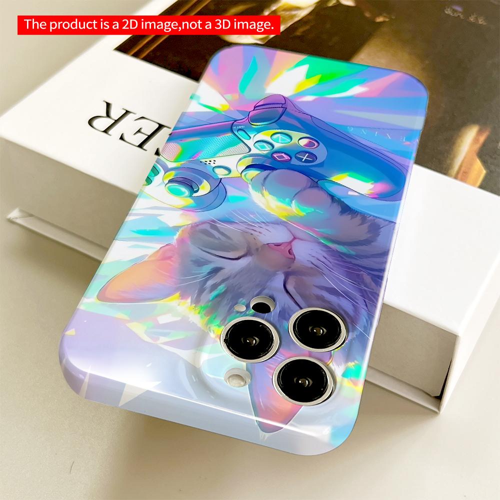 2DFlat Sleeping Cat with Gaming Controller Wallpaper All inclusive film hard phone case, compatible with iPhone 18 Pro Max 17 16 15 14 13 12 11