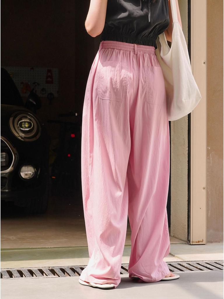Louvre Summer Women's Korean Style High-Waist Wide Leg Casual Sun Protection Pants