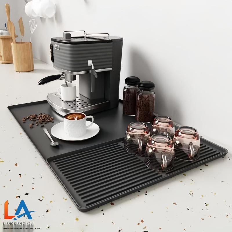 Tapete de Silicone Resistente ao Calor para Café - Bandeja Drenante Antiderrapante para Bar e Mesa de Jantar