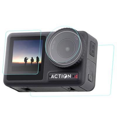 TPU Sports Camera Lens Cover W/ PU Carrying Case Tempered Glass Front Rear Screen Protector for DJI Osmo Action 3/4