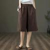Women's Summer High-Waisted Cotton Linen Shorts - Slimming, Loose Fit, Wide-Leg Casual Pants