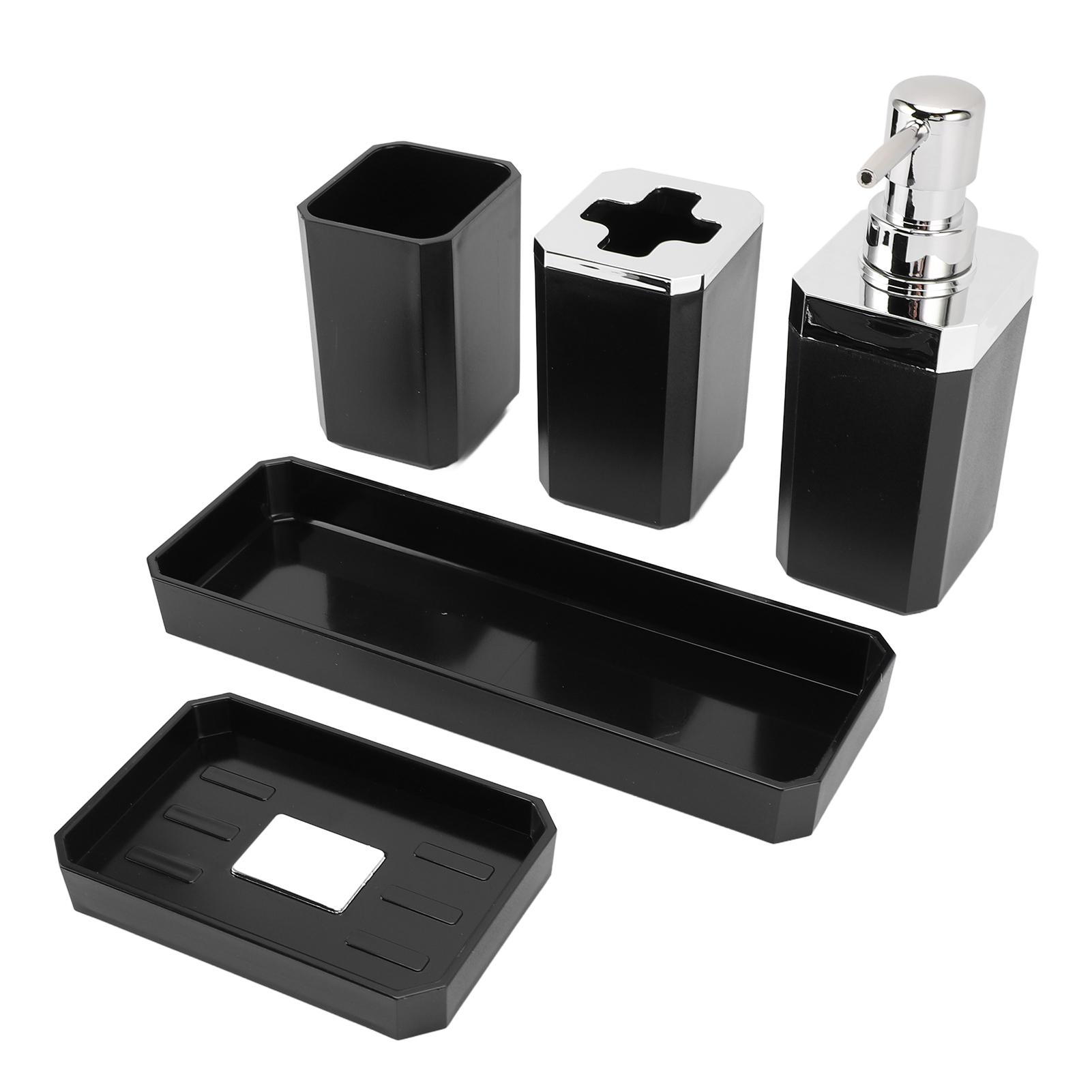 

Bathroom Accessories Set Bath Ensemble Set with Toothbrush Holder Cup Lotion Bottles Soap Dish Tray