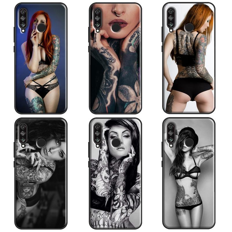 Sexy sleeve tattoo girl For Huawei Nova 10 SE 9 5T 12s 12i 11i Y91 Y90 Y60 Y70 Y72 Y61 P20 P30 P40 Lite P60 Pro Case